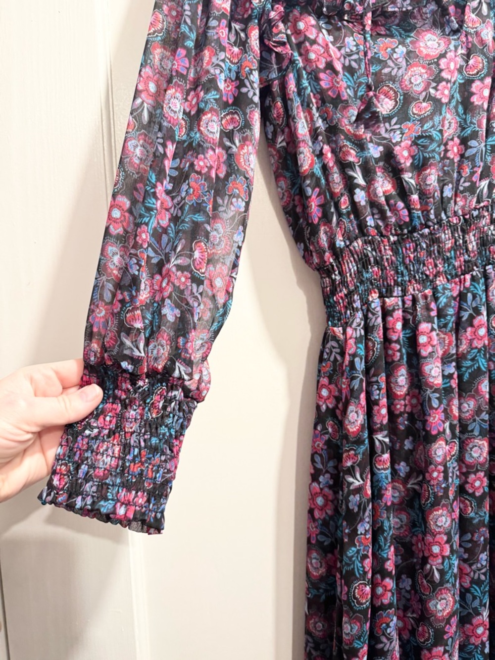 Misa‎ Los Angeles Virginie Maxi Dress Electric Ditsy Boho Party Sheer Feminine - Picture 5 of 15